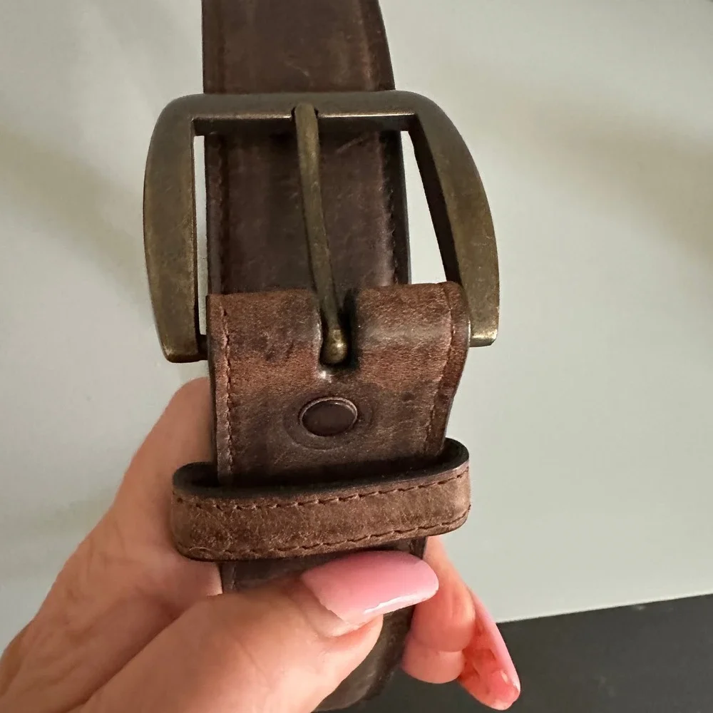 Georgia Boot Mens Brown Genuine Leather Work Belt GB134 Brass Buckle Size 38